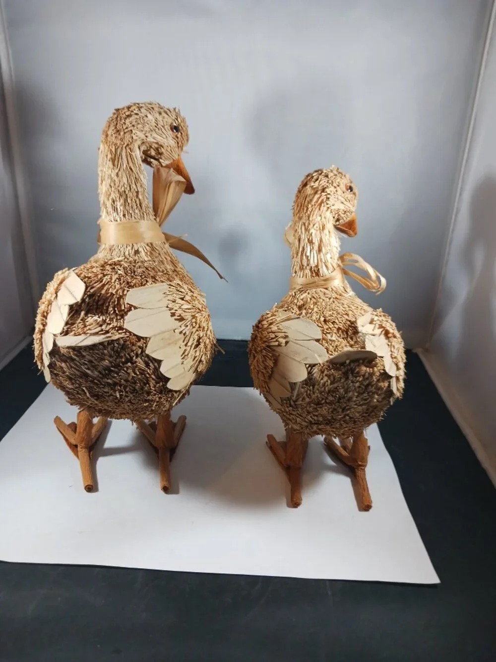 2 Bottlebrush Duck Easter Spring Table Top Home Decor